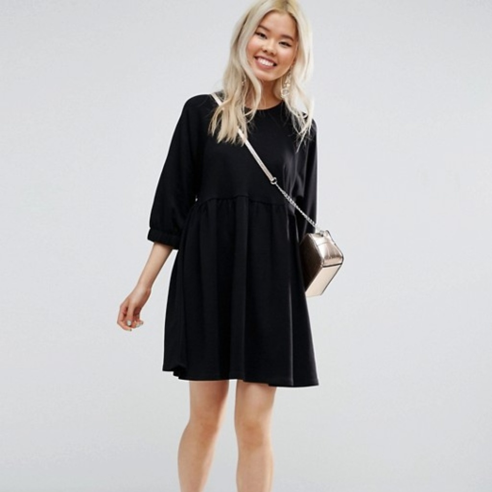 ASOS Cotton Smock Dress with Elastic Cuff Detail